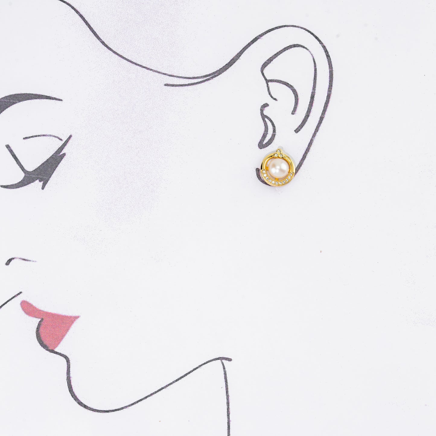 Delicate White Stone Freshwater Pearl Stud Earrings