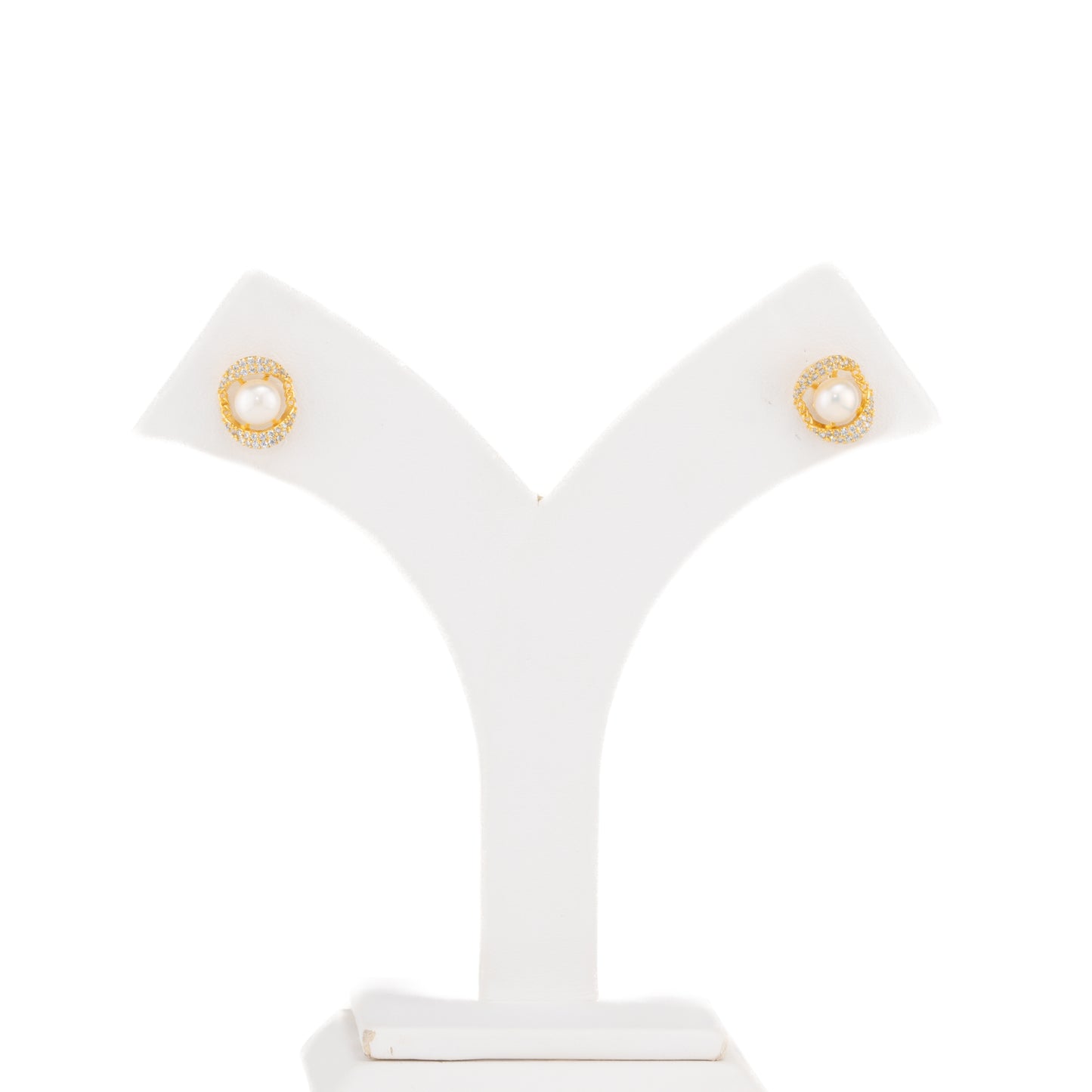 Artistic White Stone Freshwater Pearl Studs Earrings