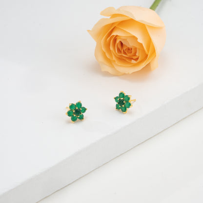 Fine Green Stone Studs Earrings
