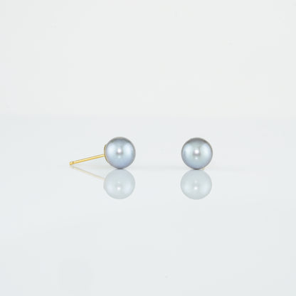 Grey Button Freshwater Pearl Stud Earrings