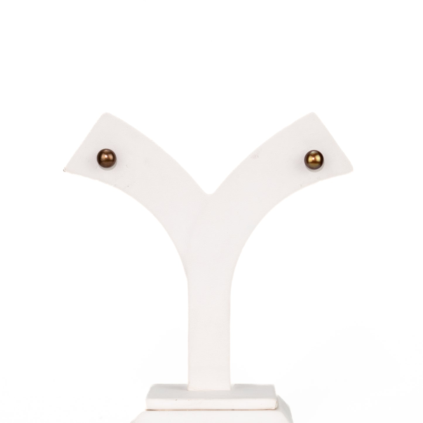 Bronze Button Freshwater Pearl Stud Earrings