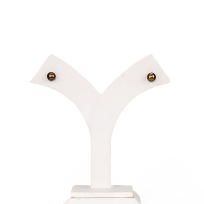 Bronze Button Freshwater Pearl Stud Earrings