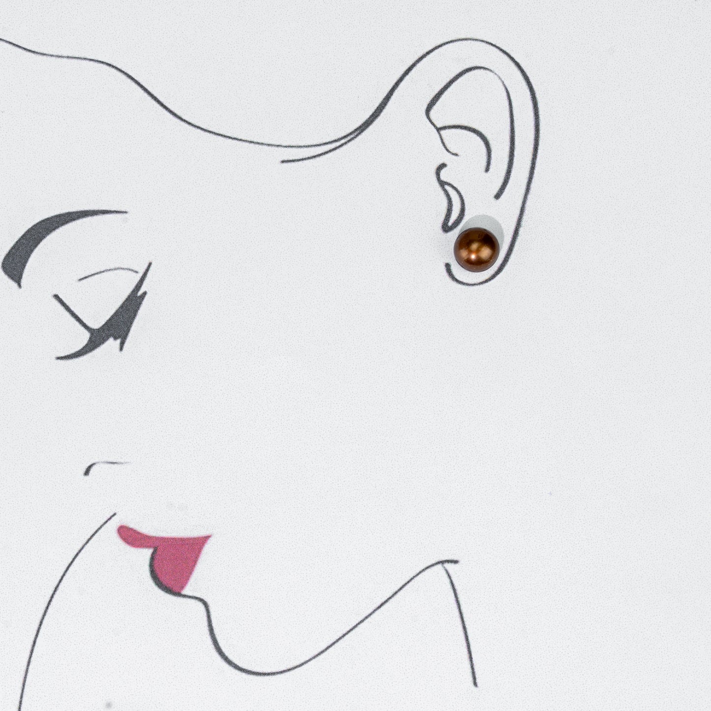 Bronze Button Freshwater Pearl Stud Earrings