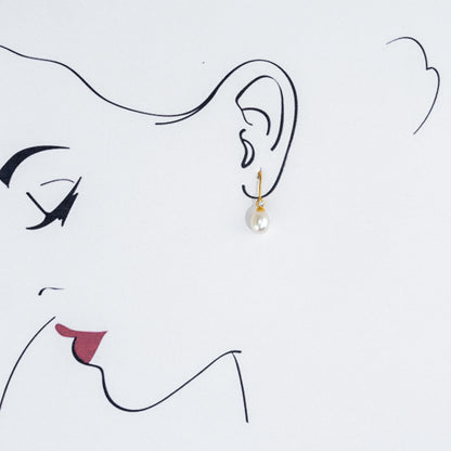 Lovely White Stone Drop Freshwater Pearl Earring