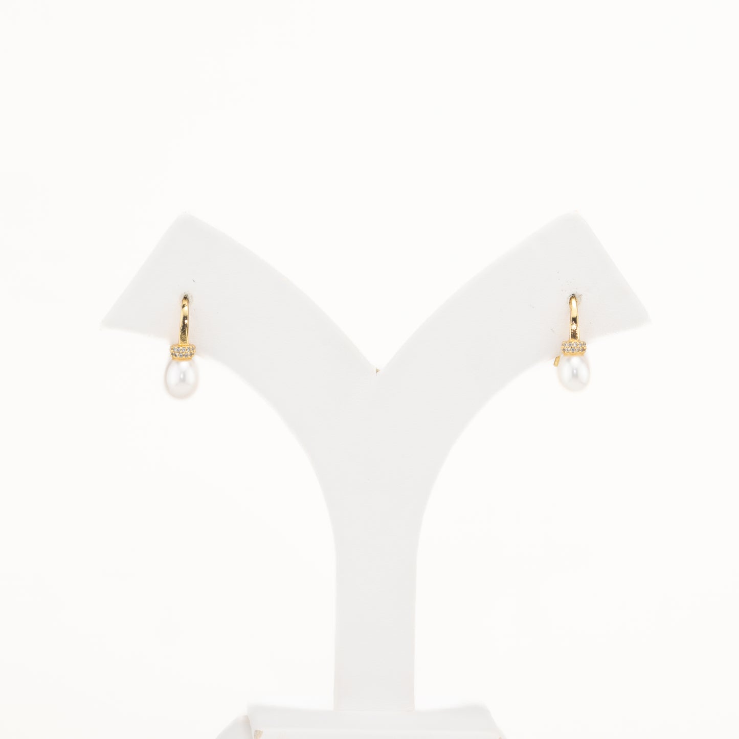 Lovely White Stone Drop Freshwater Pearl Earring