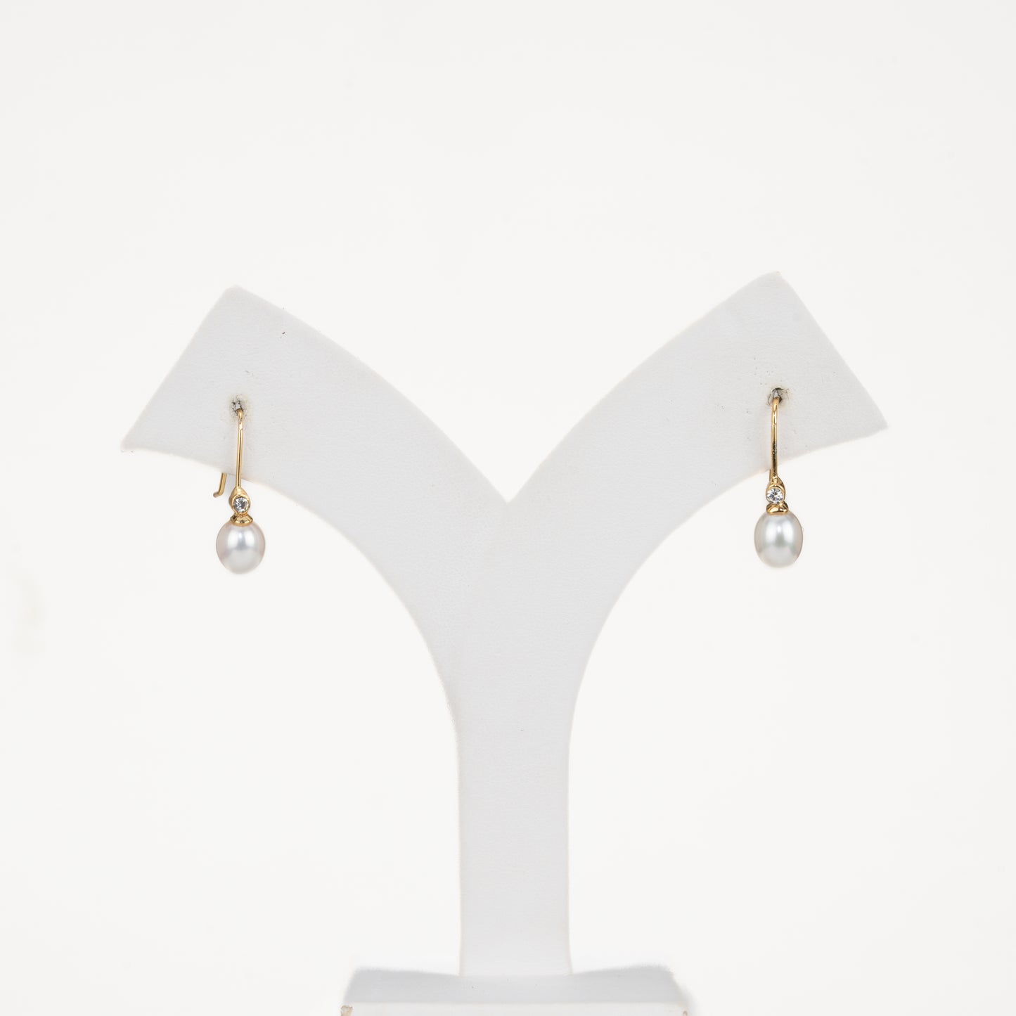 Lovely White Stone Drop Freshwater Pearl Earring