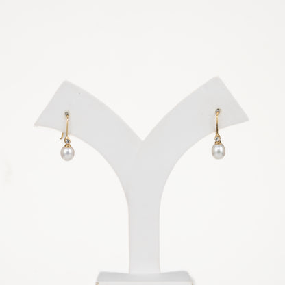 Lovely White Stone Drop Freshwater Pearl Earring