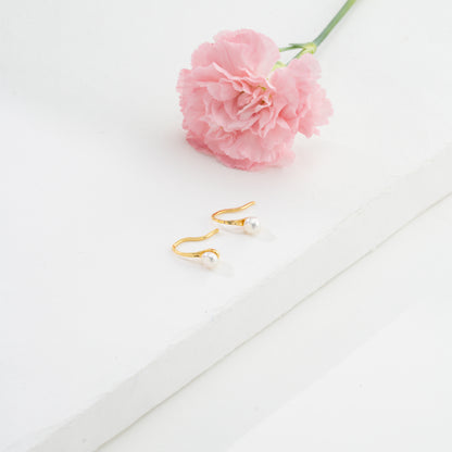 Delicate Button White Freshwater Pearl Stud Earrings