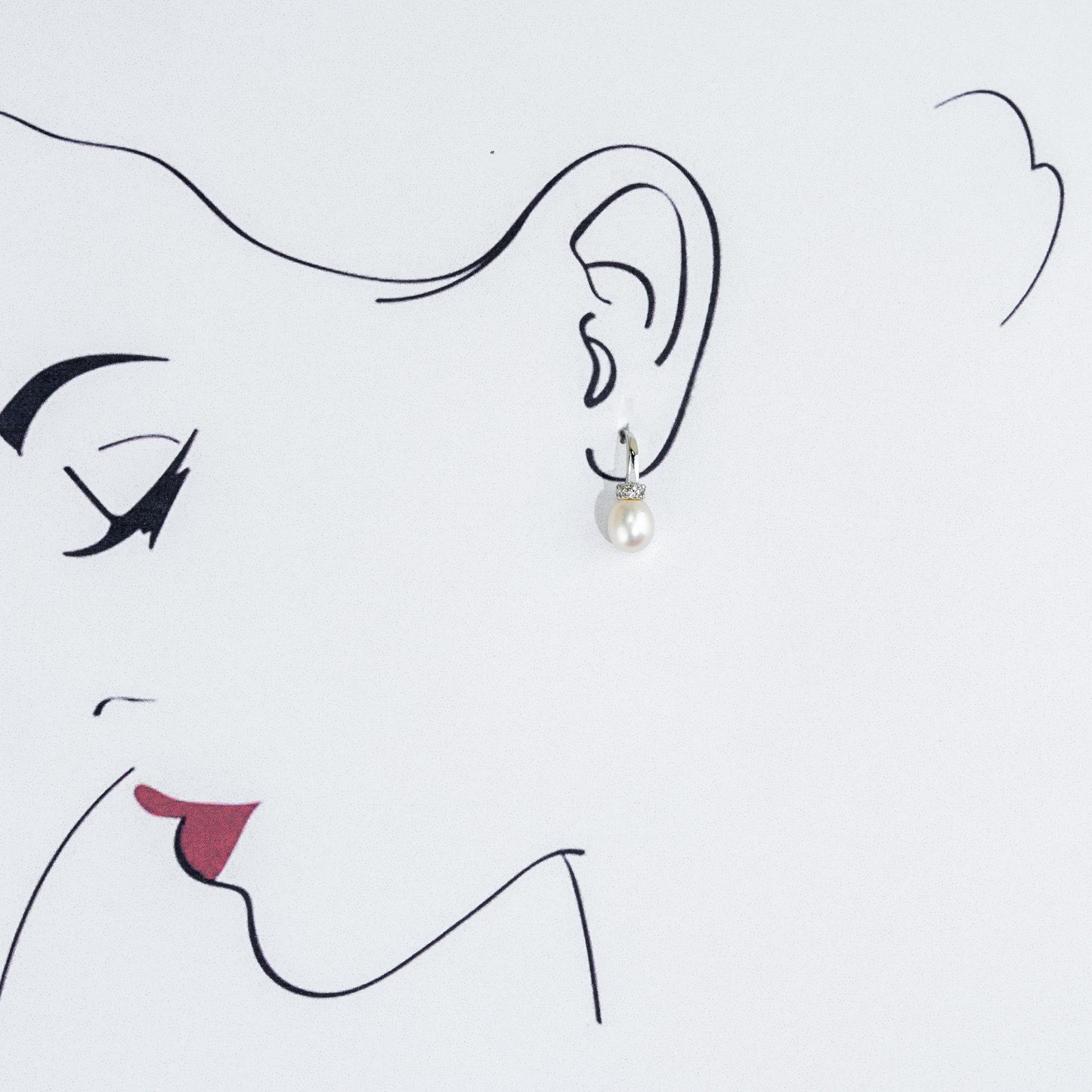 Delicate Drop White Freshwater Pearl Stud Earrings