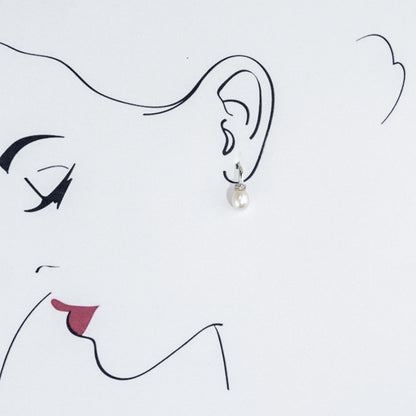 Delicate Drop White Freshwater Pearl Stud Earrings