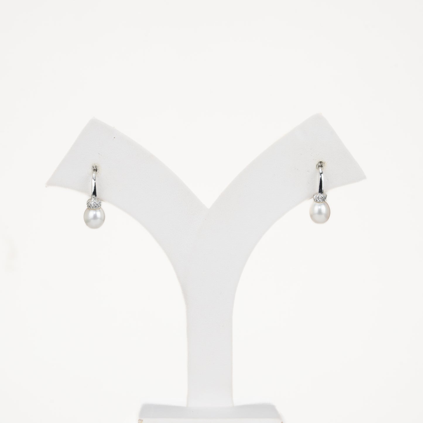 Delicate Drop White Freshwater Pearl Stud Earrings