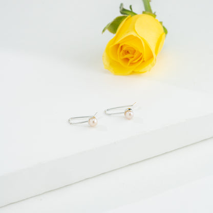 Contemporary Button Shaped Freshwater Pearl Drop Earrings