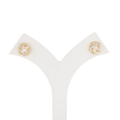 Floral White Freshwater Pearl Stud Earrings