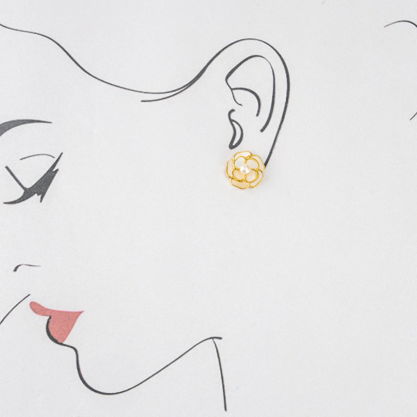 Floral White Freshwater Pearl Stud Earrings