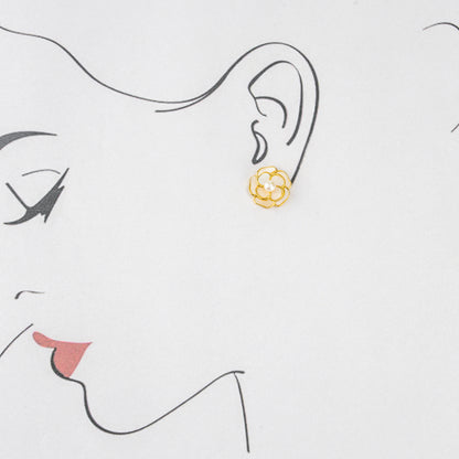 Floral White Freshwater Pearl Stud Earrings