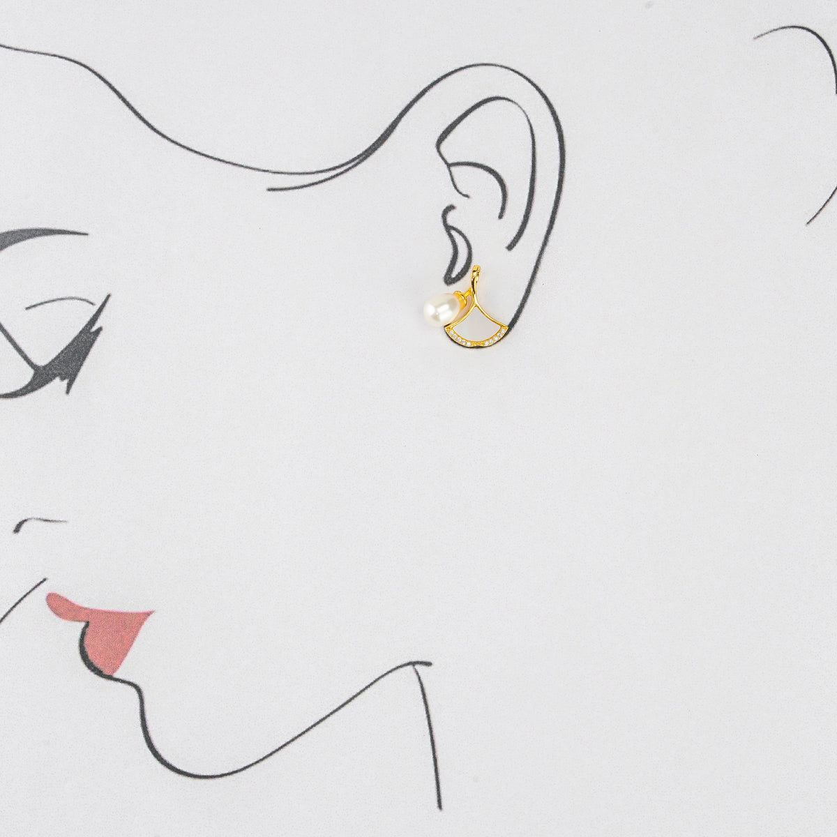 Floral White Freshwater Pearl Stud Earrings