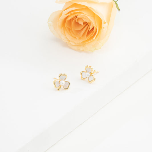 Classy White Freshwater Pearl Stud Earrings