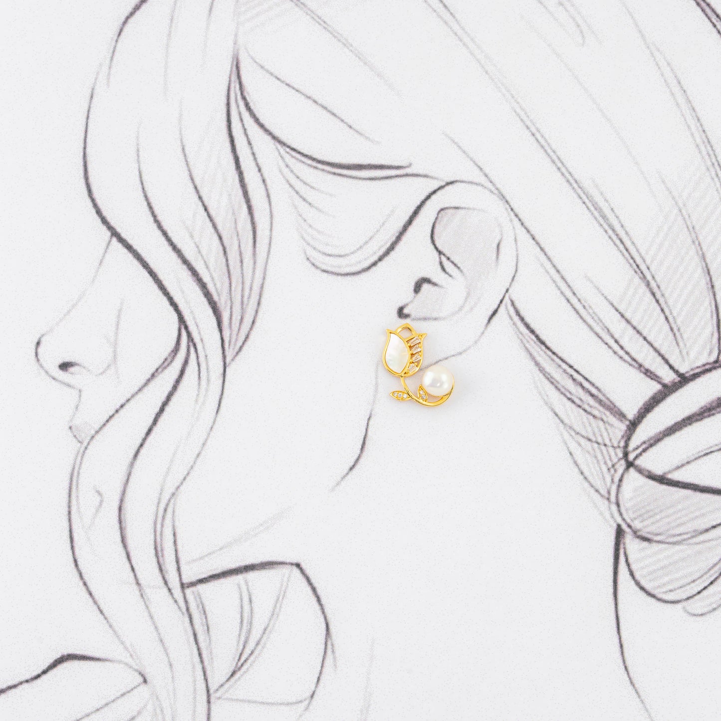 Sleek White Freshwater Pearl Stud Earrings