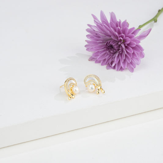 Sleek White Freshwater Pearl Stud Earrings