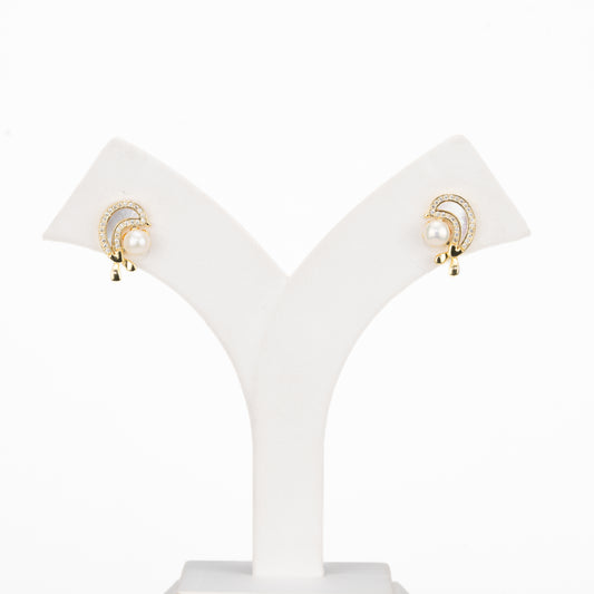 Sleek White Freshwater Pearl Stud Earrings