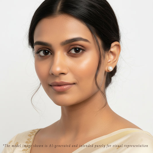 White Button Freshwater Pearl Stud Earrings