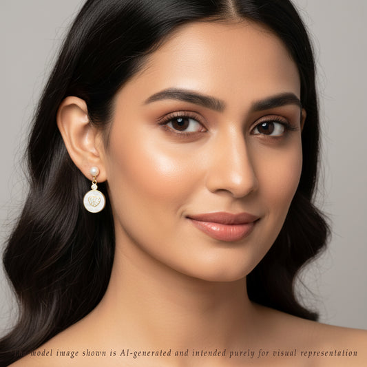 Trendy White Freshwater Hanging Freshwater Pearl Studs Earrings