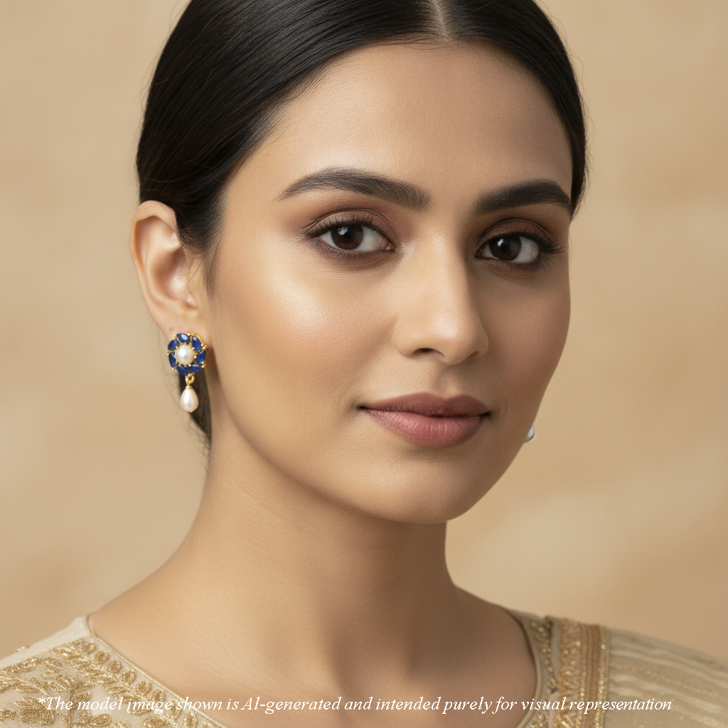 Floral Mix Freshwater Hanging Pearl Earring