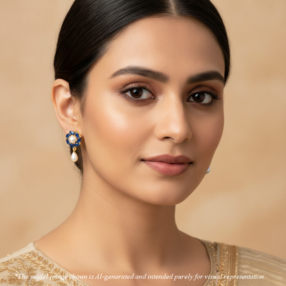 Floral Mix Freshwater Hanging Pearl Earring