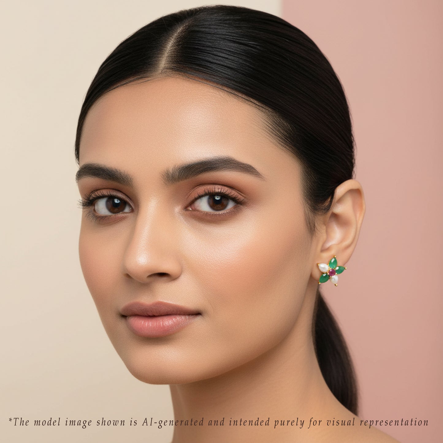 Intriguing Red Green Freshwater Pearl Stud Earrings