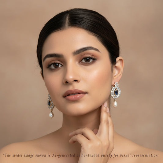 Gifted Red Stone Freshwater Pearl Stud Earrings