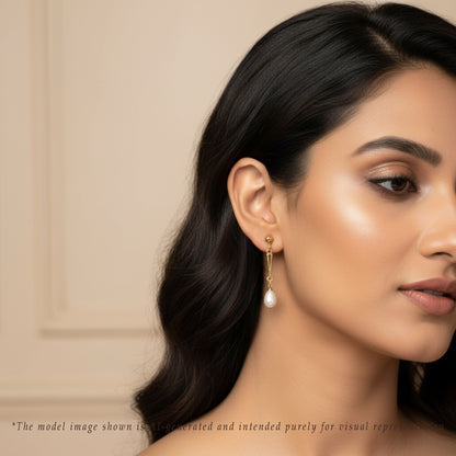 Sparkling Freshwater Pearl Drop Earring