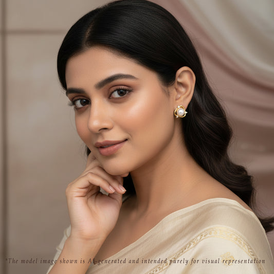 Exquisite White Freshwater Pearl Stud Earrings