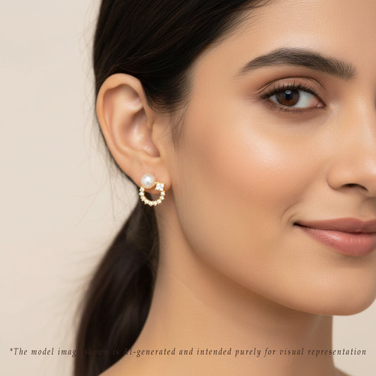 Cute White Stone Pearl Freshwater Stud Earrings