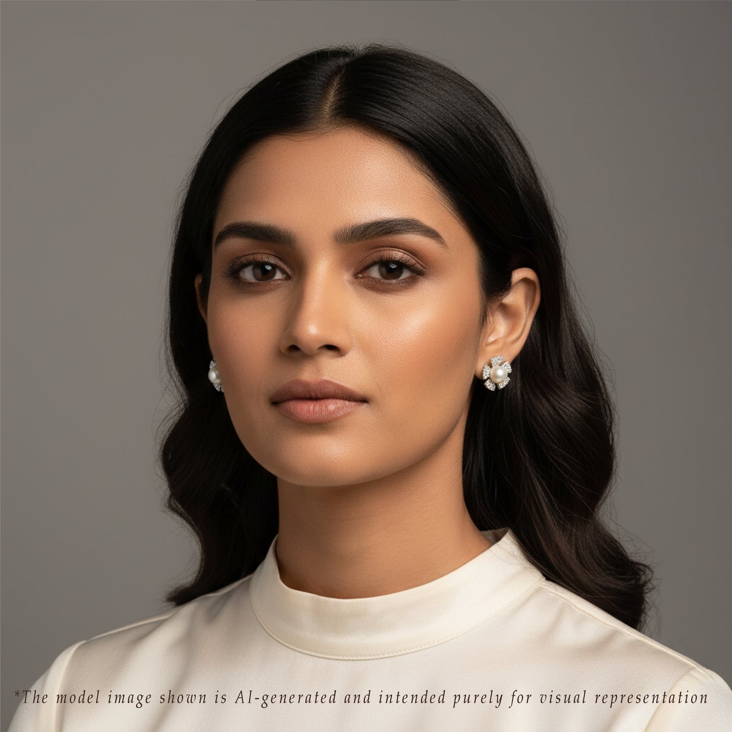 Classic White Stone Freshwater Pearl Stud Earrings