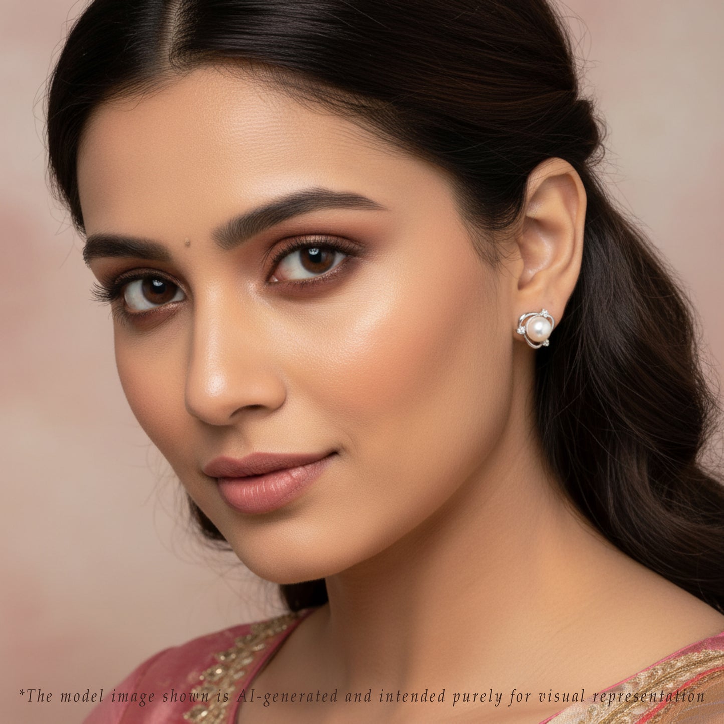 Luxury White Stone Freshwater Pearl Stud Earring