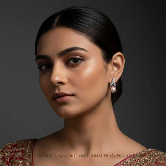 Glossy Pink Freshwater Pearl Stud Earrings