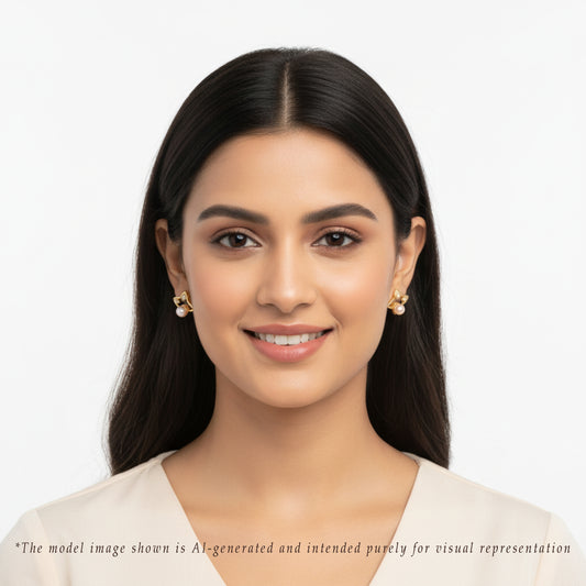 Edgy Pink Freshwater Pearl Stud Earrings