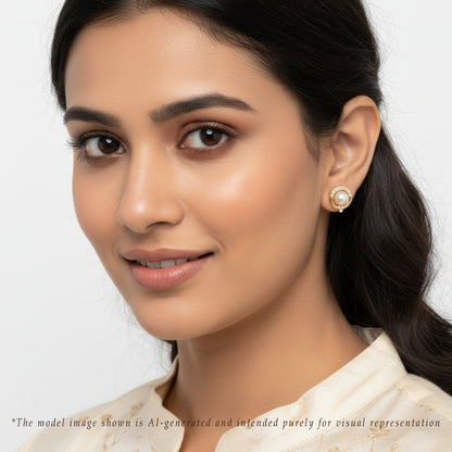 Delicate White Stone Freshwater Pearl Stud Earrings