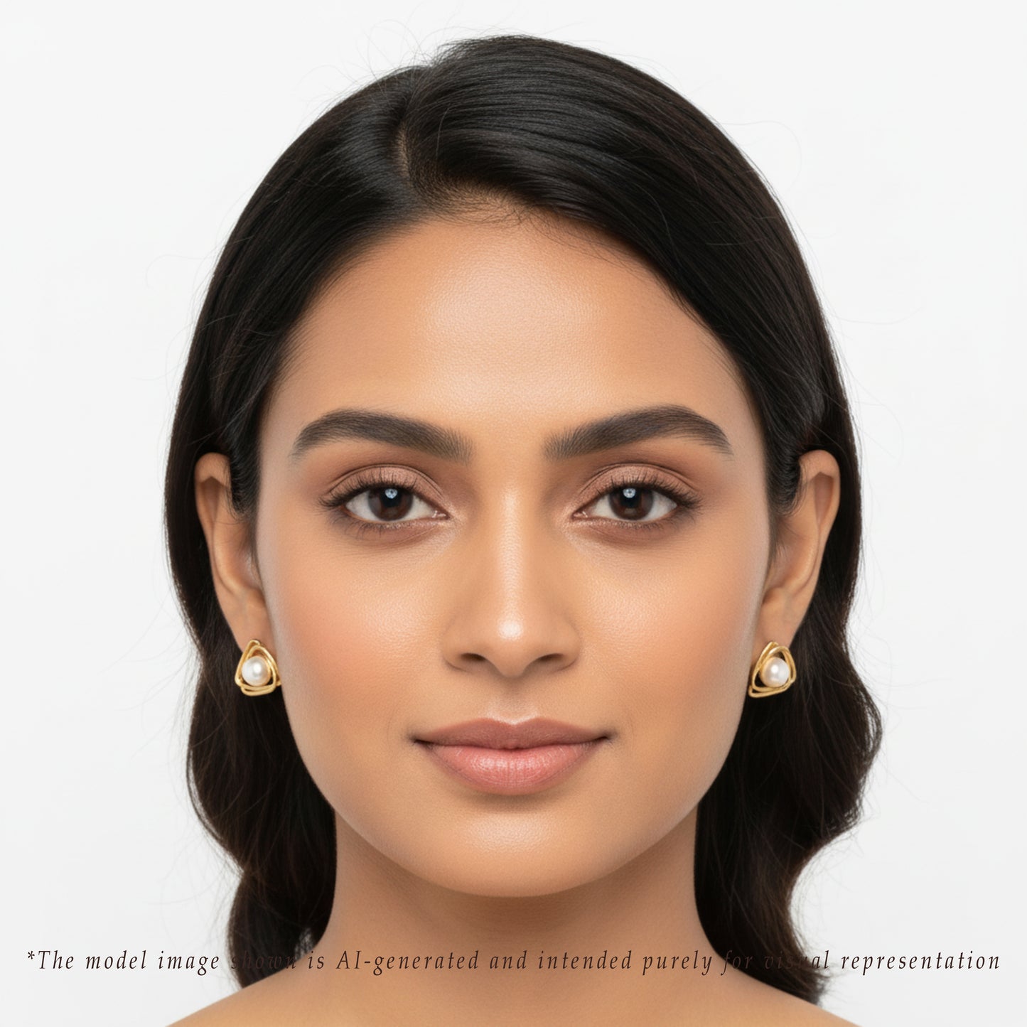 Artistic White Stone Freshwater Pearl Studs Earrings