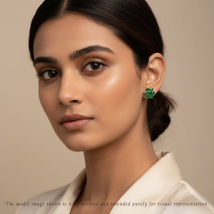 Fine Green Stone Studs Earrings