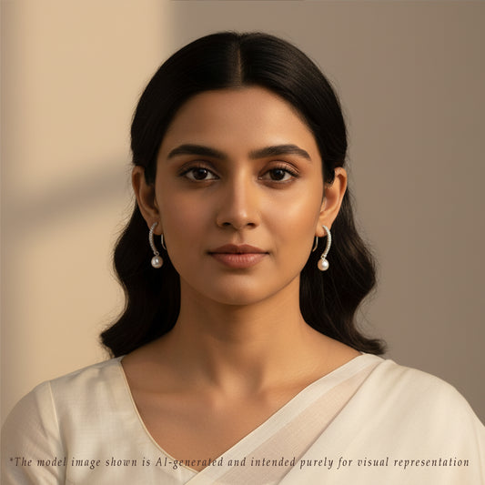 Opaque White Stone Freshwater Pearl Hanging Earrings