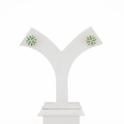 Mystical Natural Emerald Seed Freshwater Pearl Stud Earrings