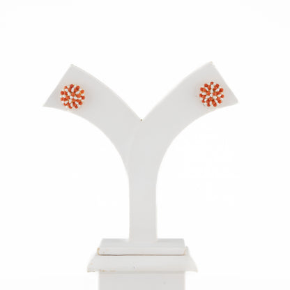 Exotic Coral Seed White Freshwater Pearl Stud Earrings