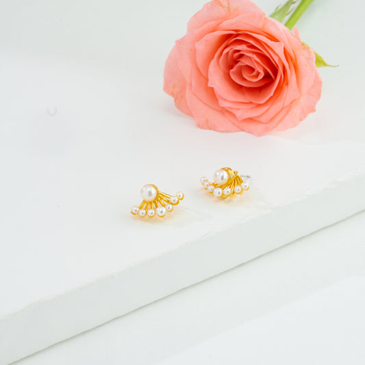 Flexible White Freshwater Pearl Stud Earrings