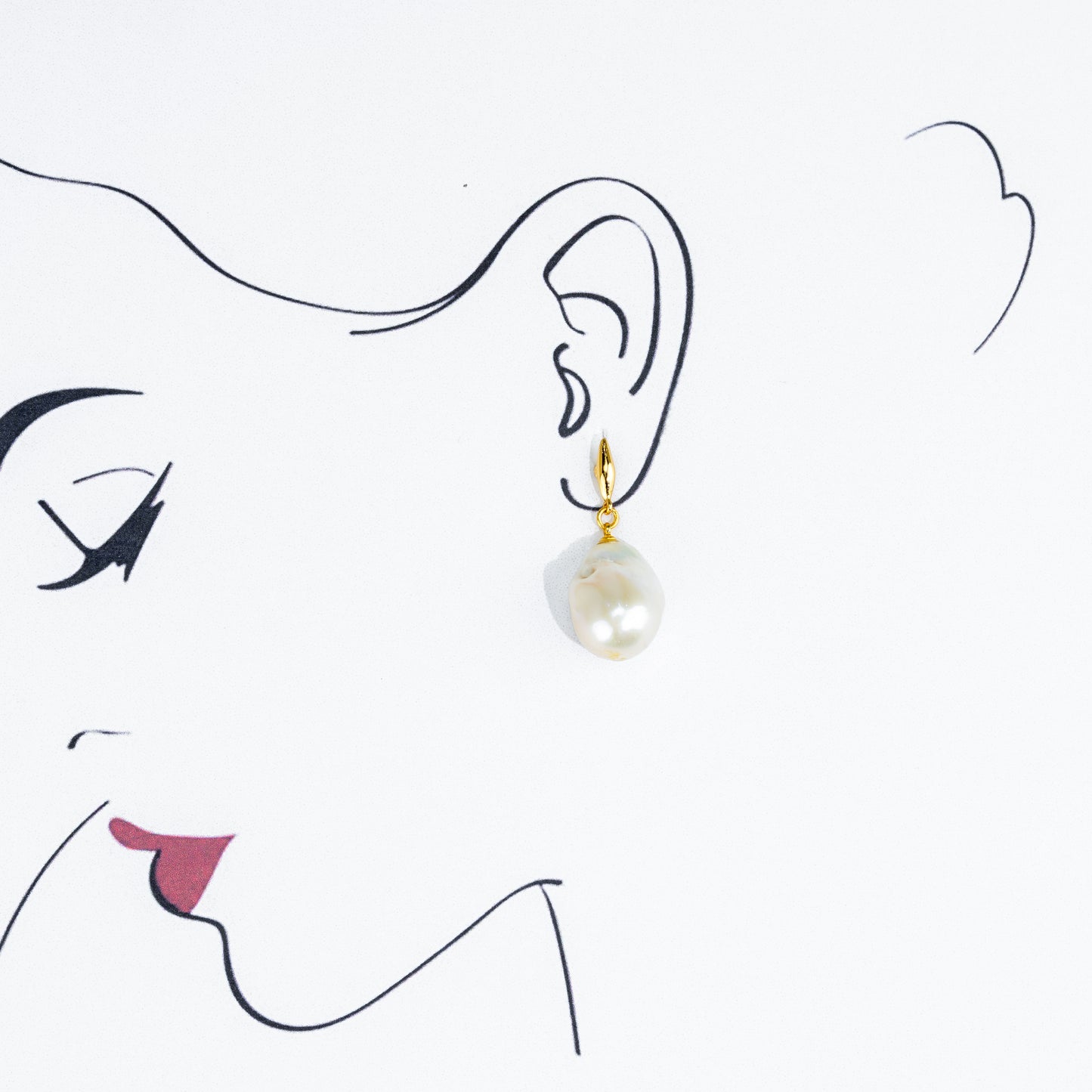 Baroque White  Freshwater Pearl Hanging Earrings