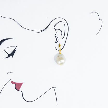Baroque White  Freshwater Pearl Hanging Earrings