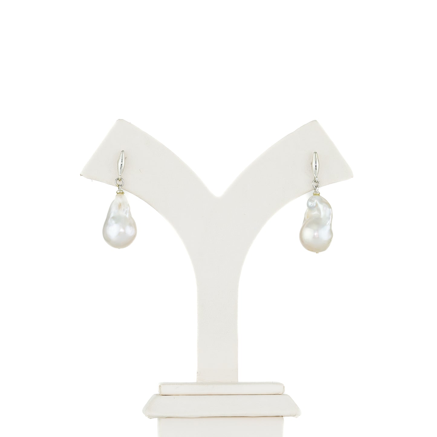 Baroque White  Freshwater Pearl Hanging Earrings