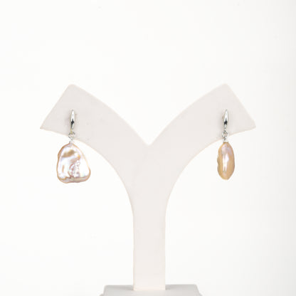 Pink Baroque Freshwater Hanging Freshwater Pearl  Earrings