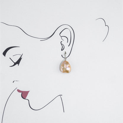 Pink Baroque Freshwater Hanging Freshwater Pearl  Earrings