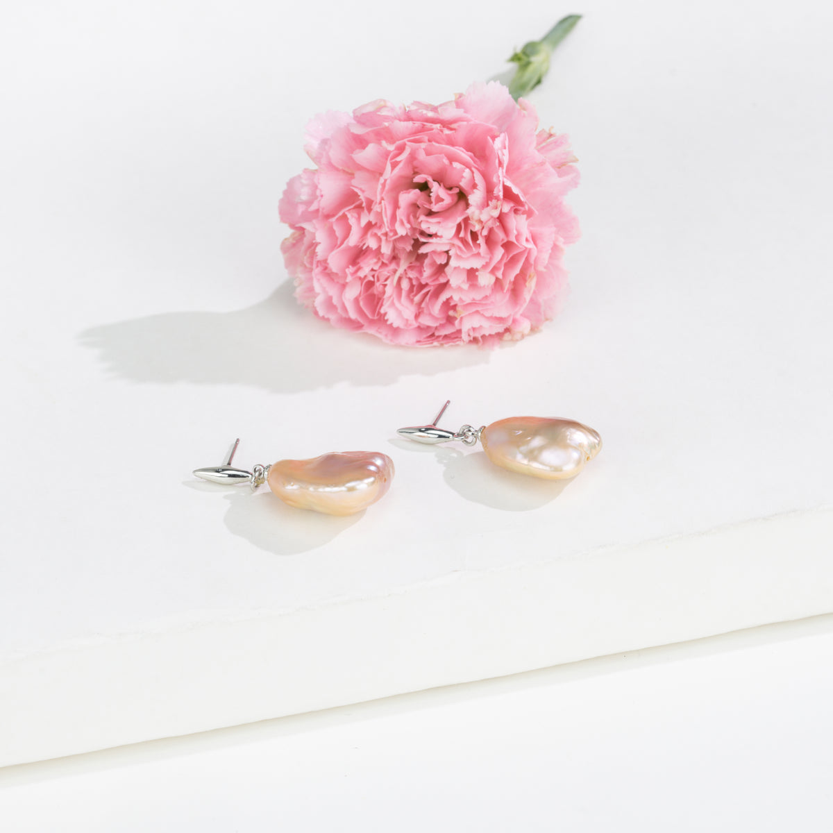 Pink Baroque Freshwater Hanging Freshwater Pearl  Earrings